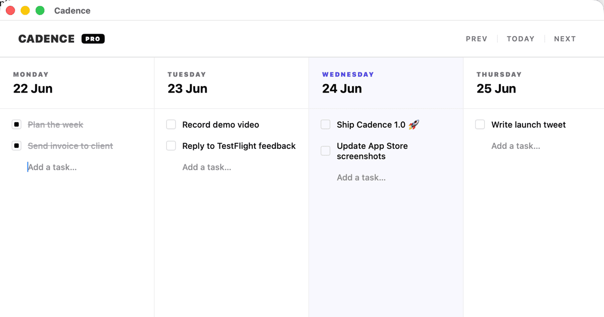 Cadence app screenshot
