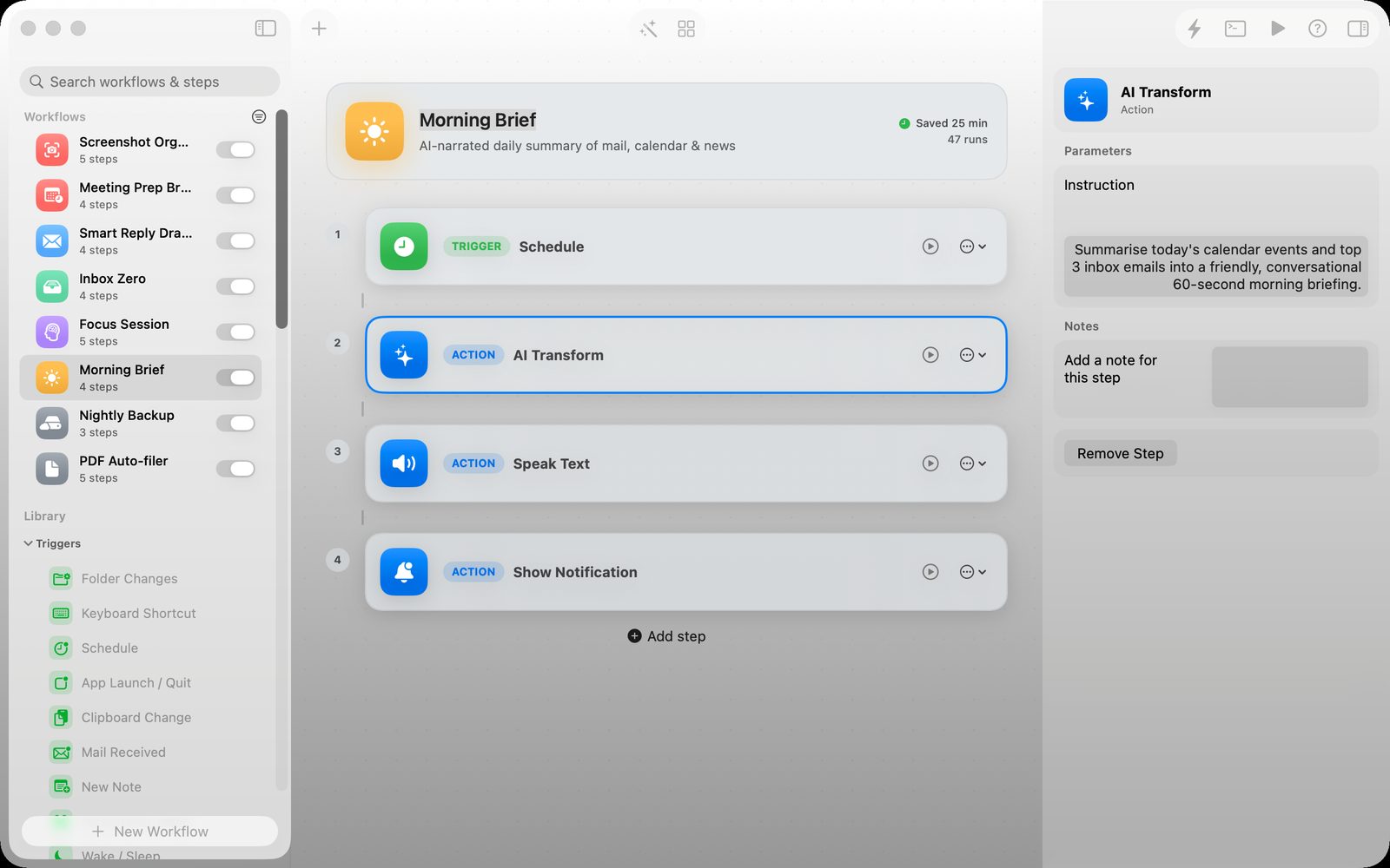 Relay Morning Brief workflow on Mac