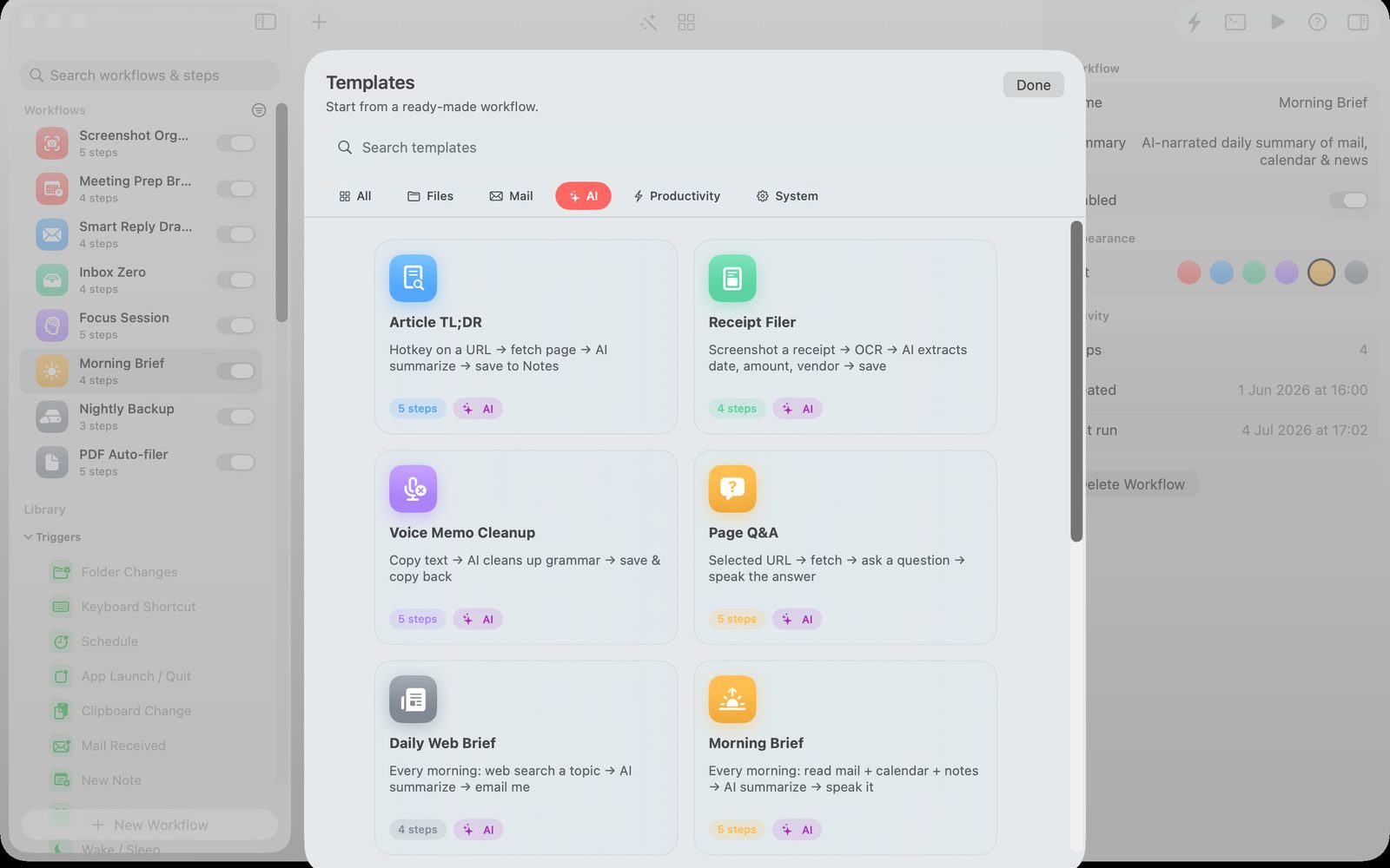 Relay templates gallery with AI workflow templates