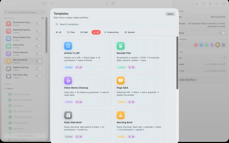 Relay templates gallery with AI workflow templates