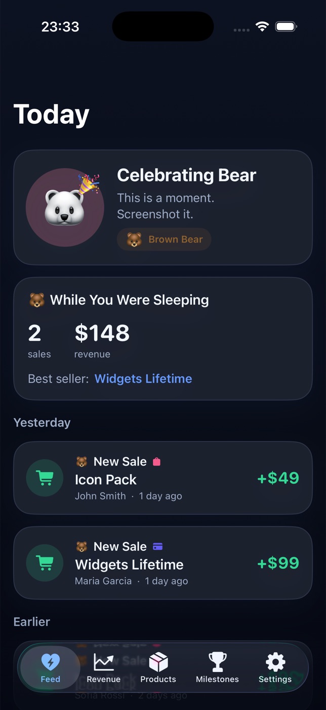 Live multi-source revenue feed