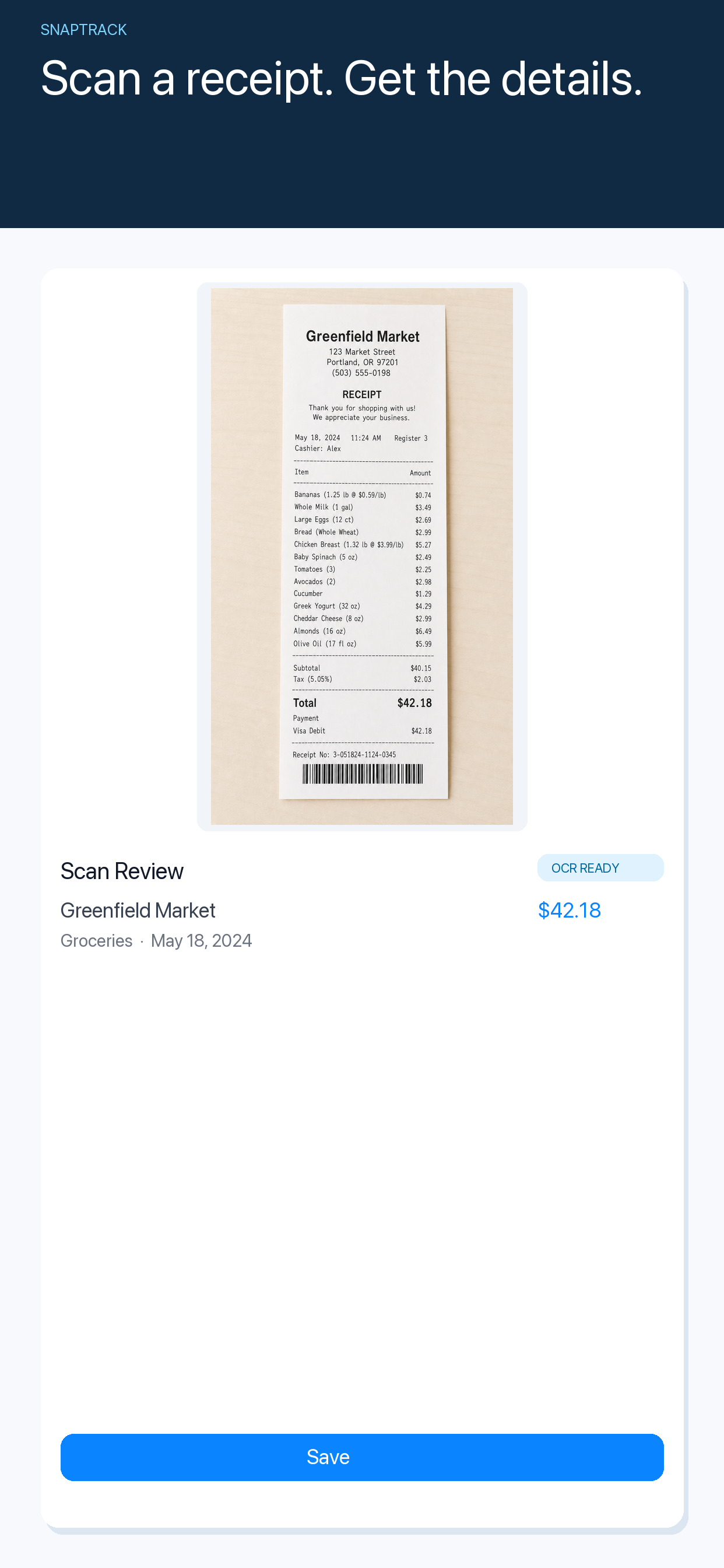 SnapTrack app preview