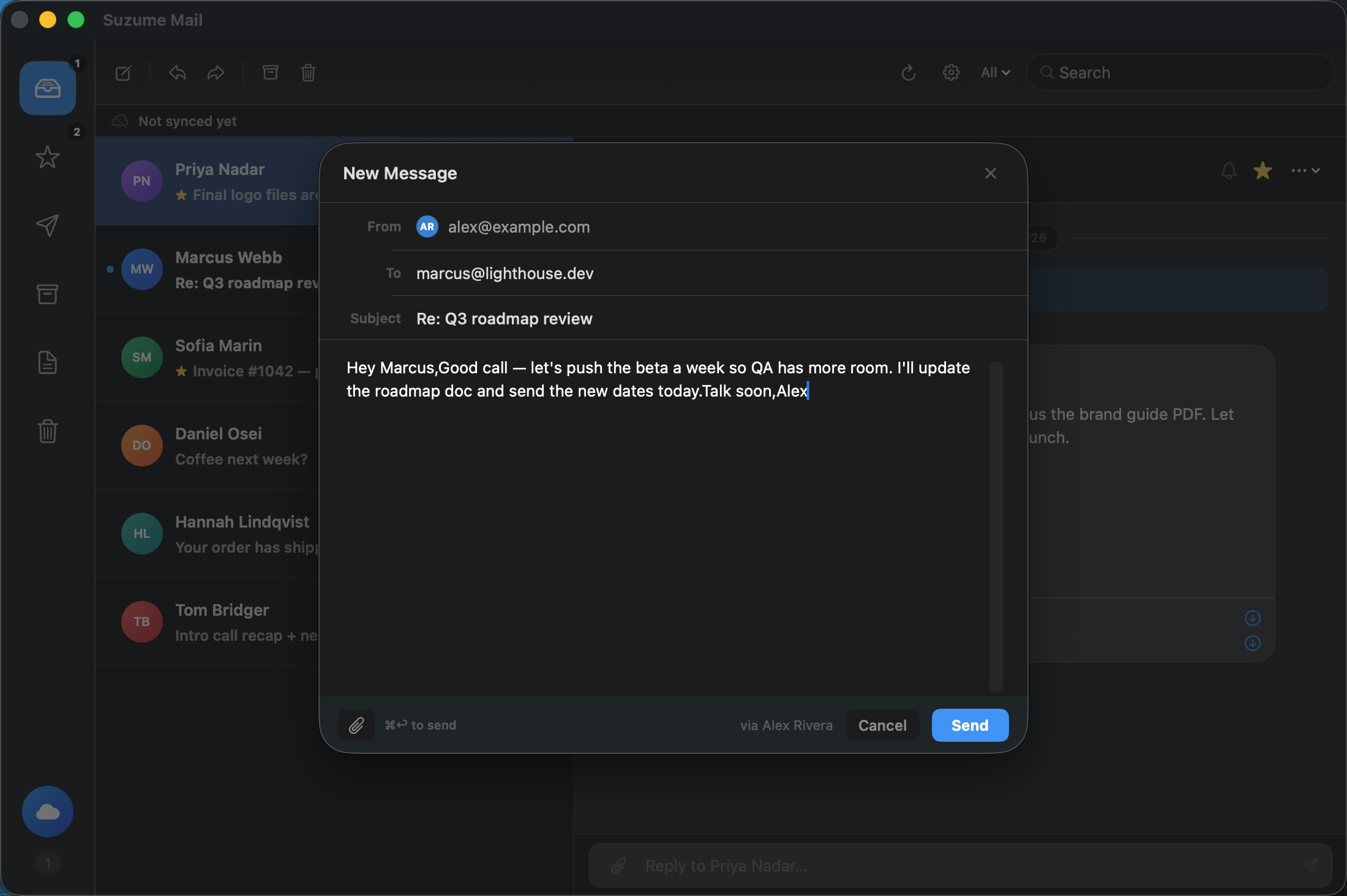 Suzume Mail compose window