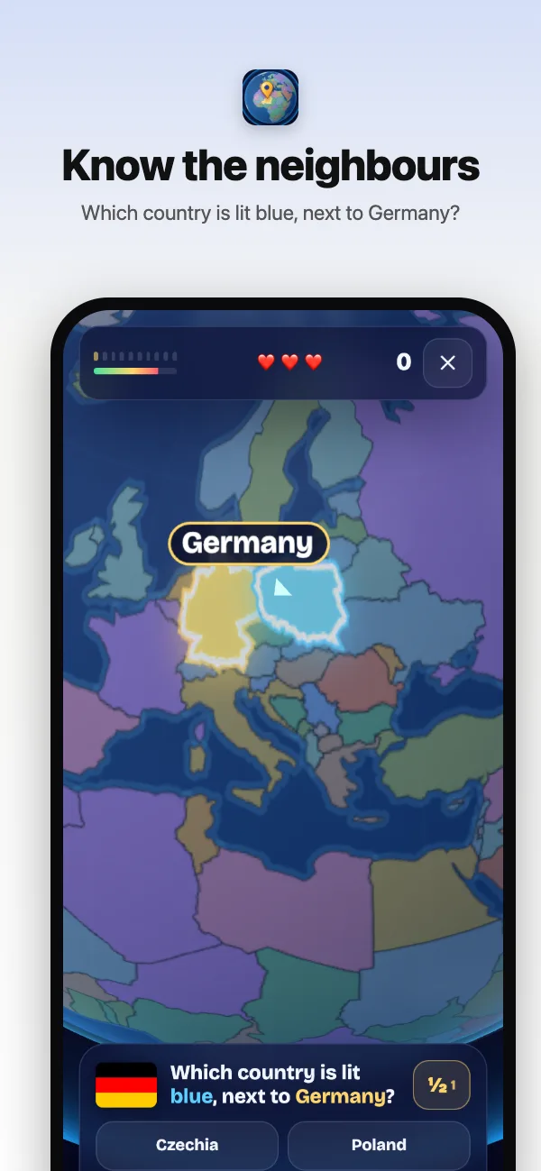 Germany lit gold and its neighbour lit blue: which country is it?