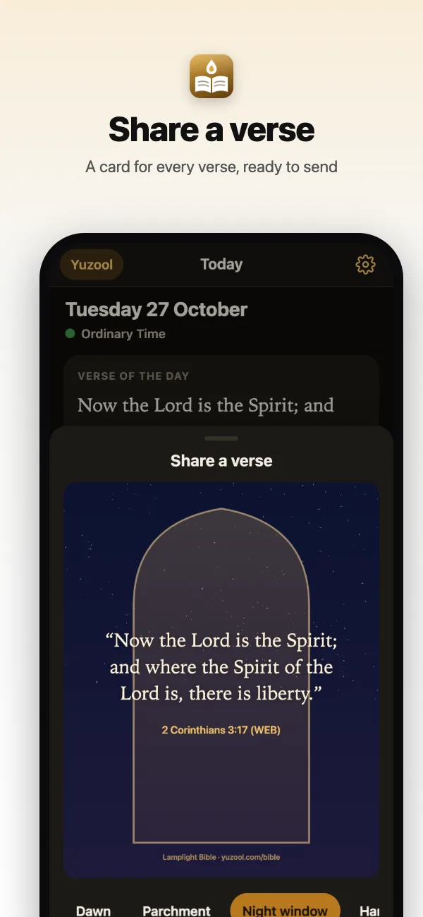 A verse shared as a card, ready to send