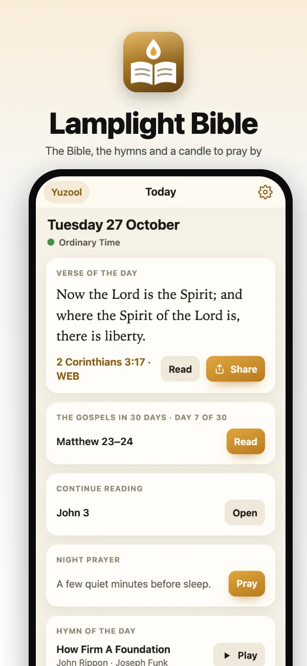 The verse of the day with the season, today's reading and the hymn of the day