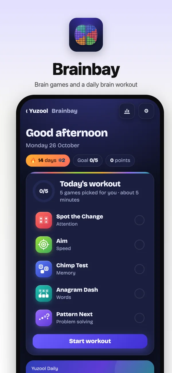 Today's workout: five brain games picked for you