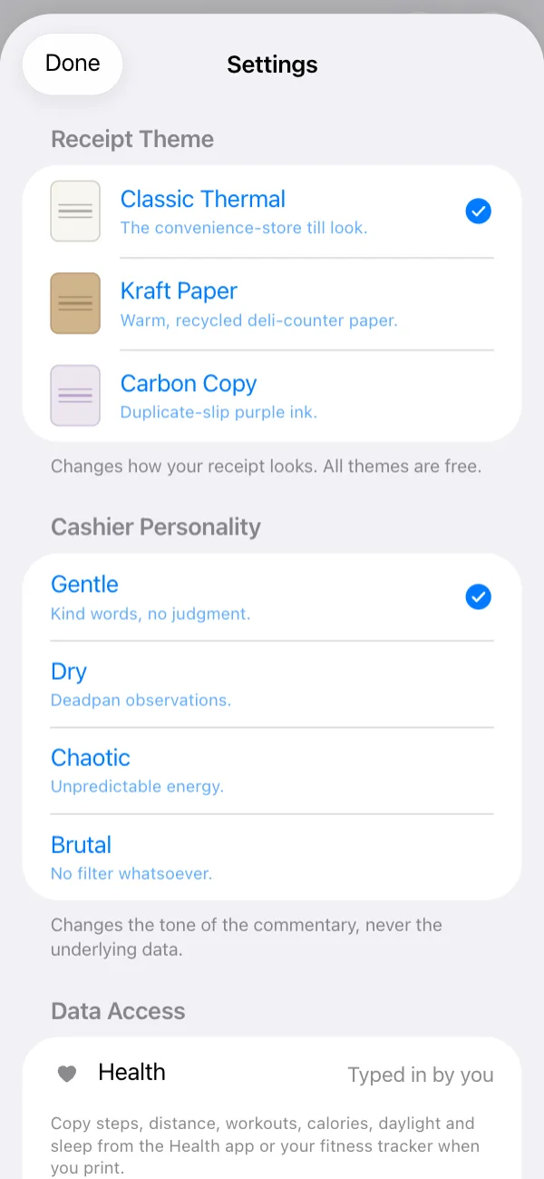 Three paper styles and four cashier personalities