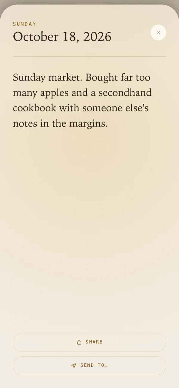 One day's sentence, ready to share as a card