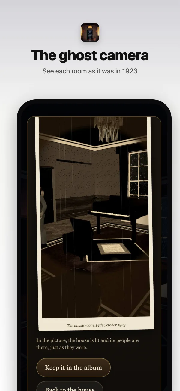 The ghost camera: the music room as it was in 1923
