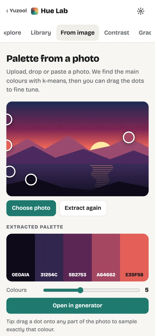 Preview palettes on real designs