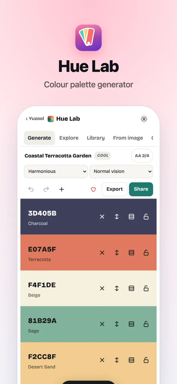 Generate palettes in one tap