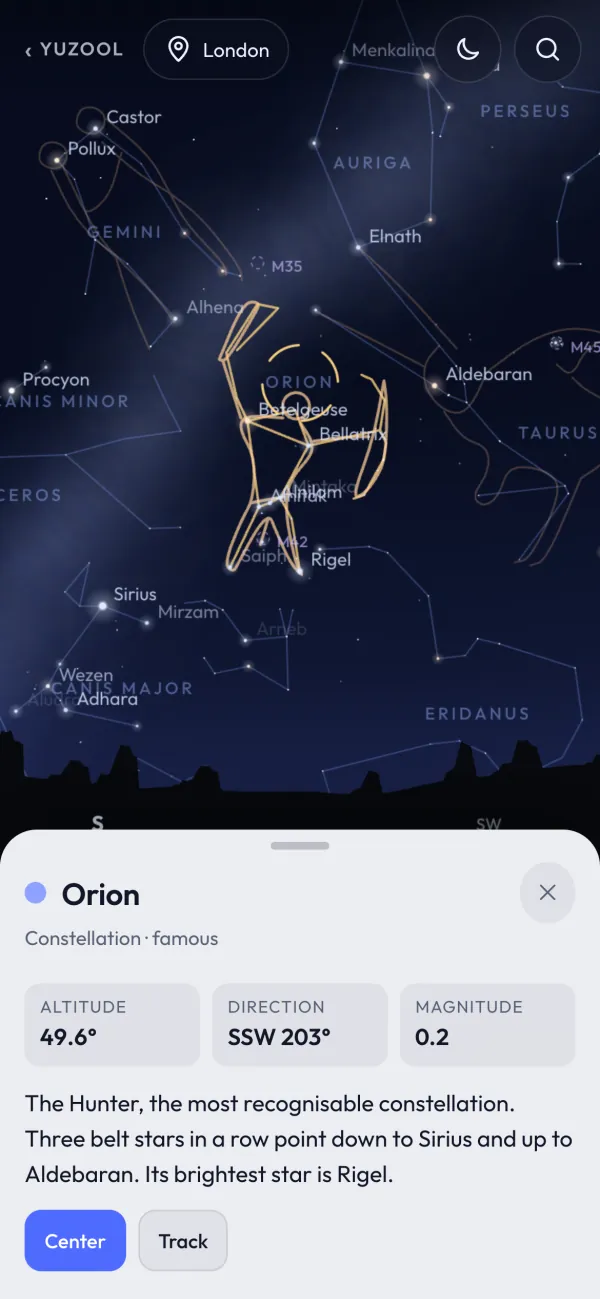 Tap a constellation to learn it
