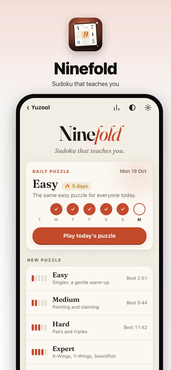 The home screen with the Daily and your streak