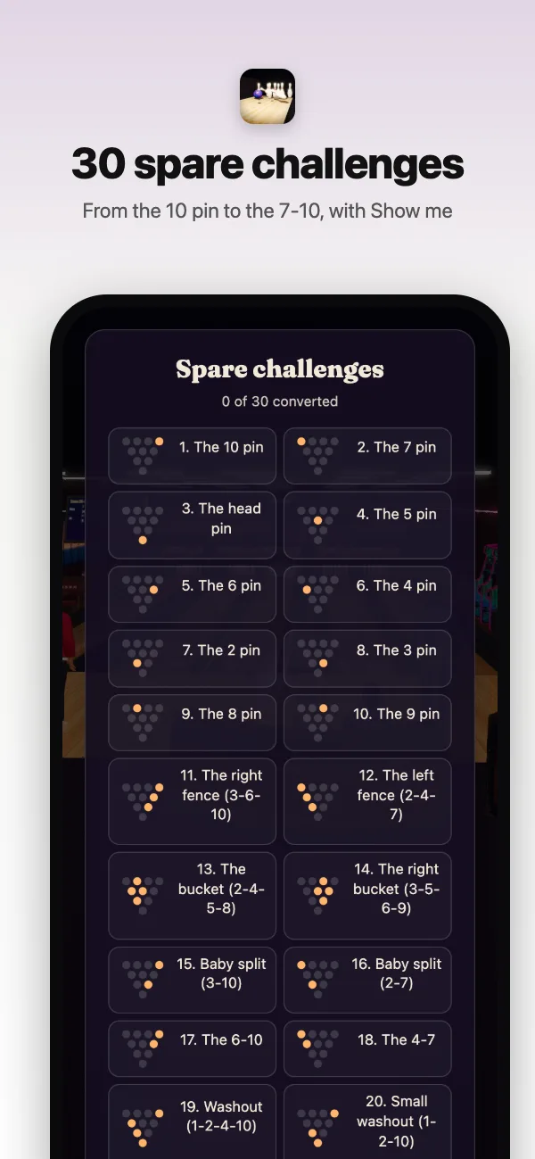 Thirty spare challenges, from the 10 pin to the 7-10