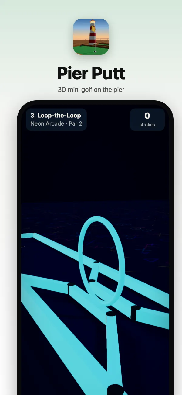 The Neon Arcade's loop-the-loop under glowing rails