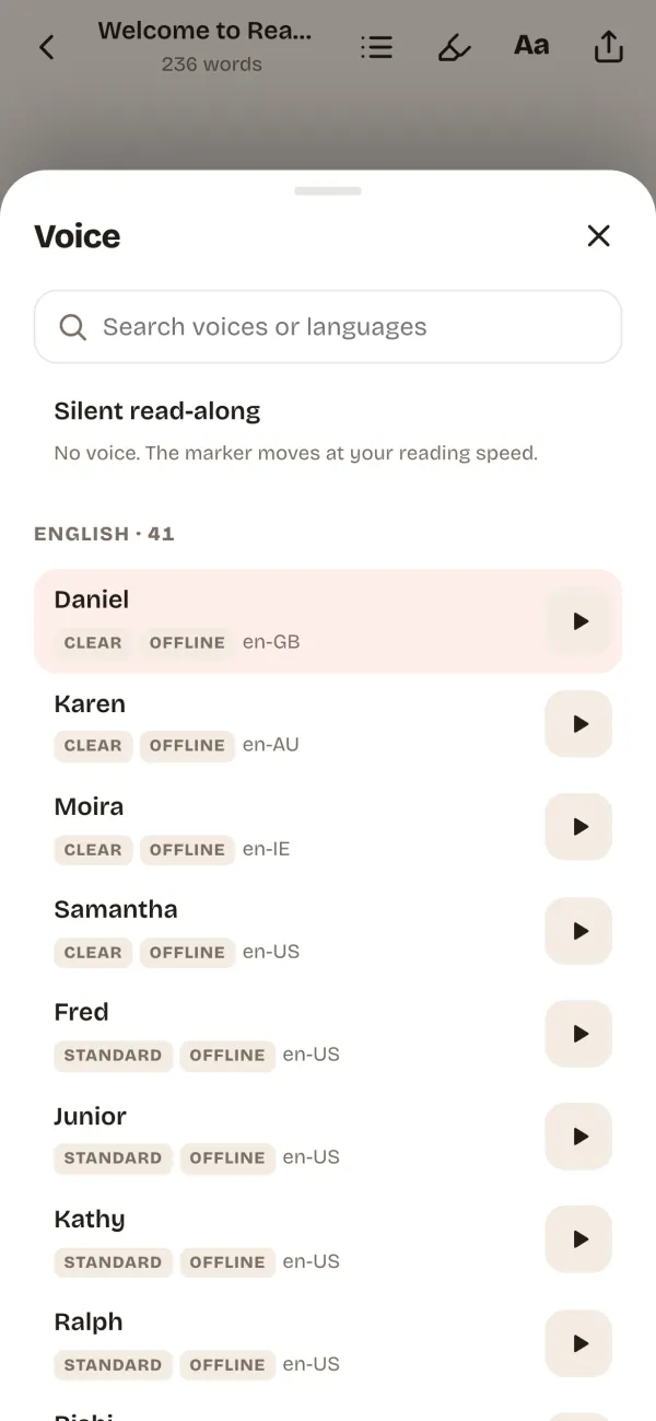 Fonts, themes and natural voices