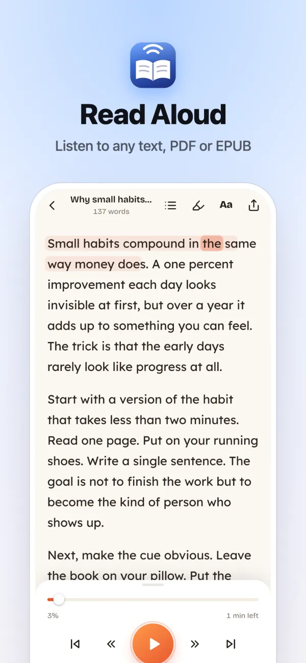 Listen with word-by-word highlighting