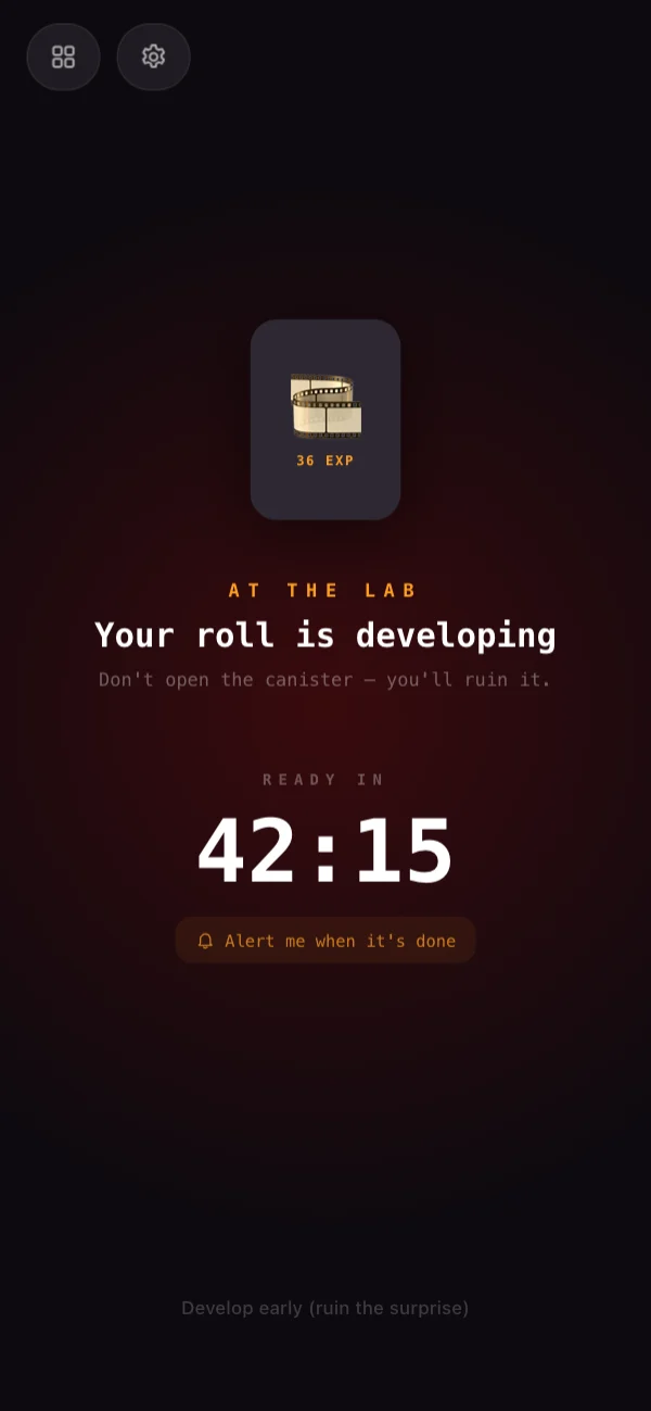 At the lab: your roll is developing, ready in an hour