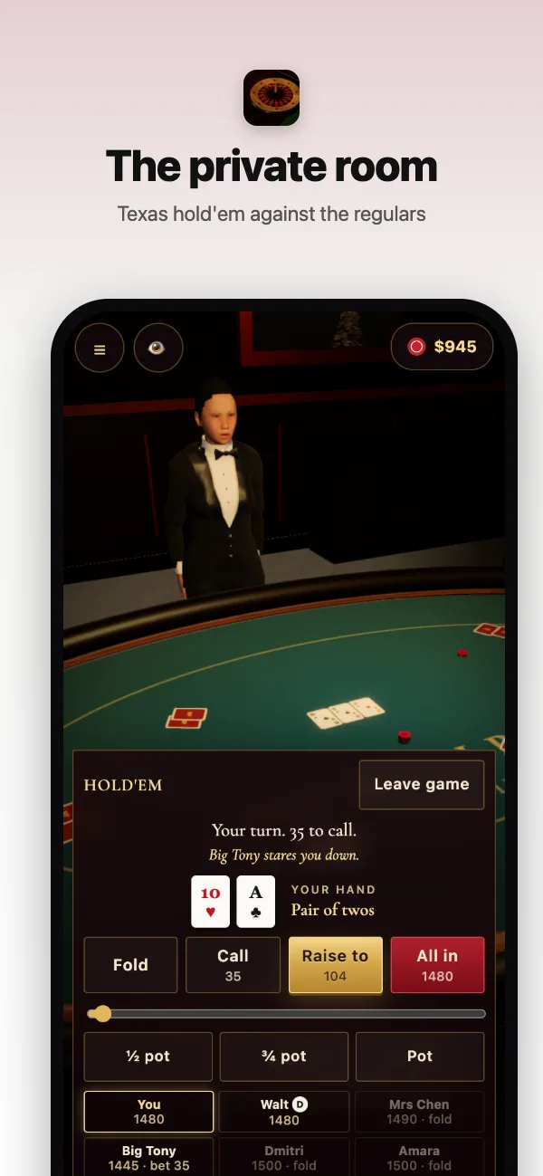 Texas hold'em in the private room against the regulars