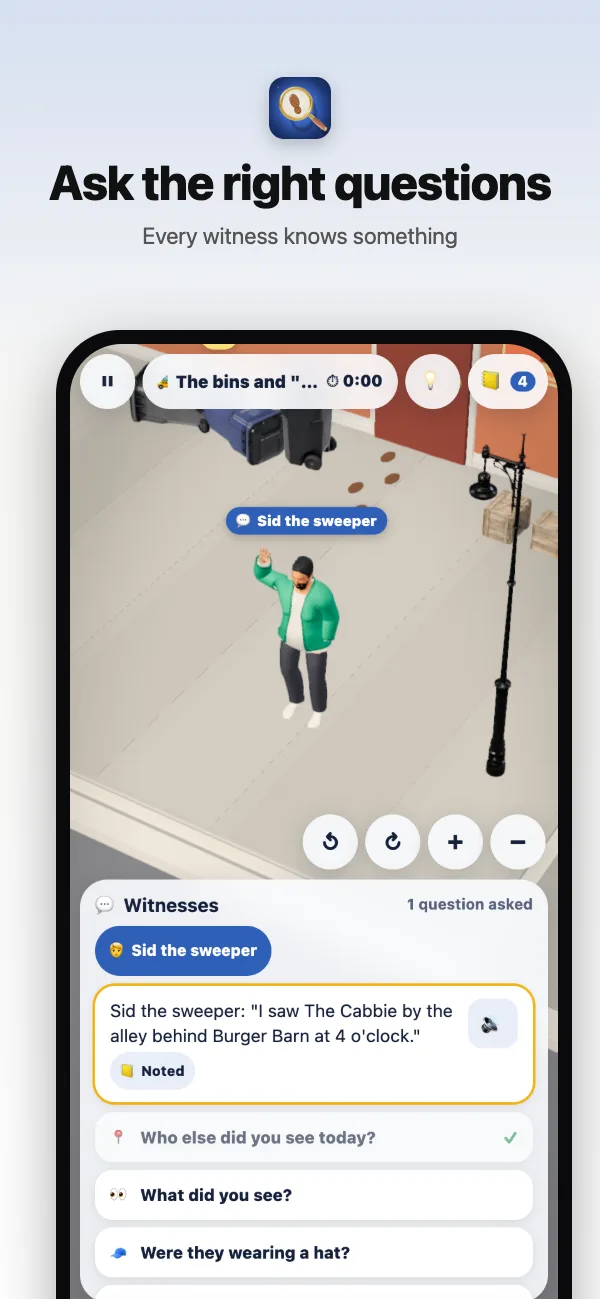 A witness answers the detective's questions