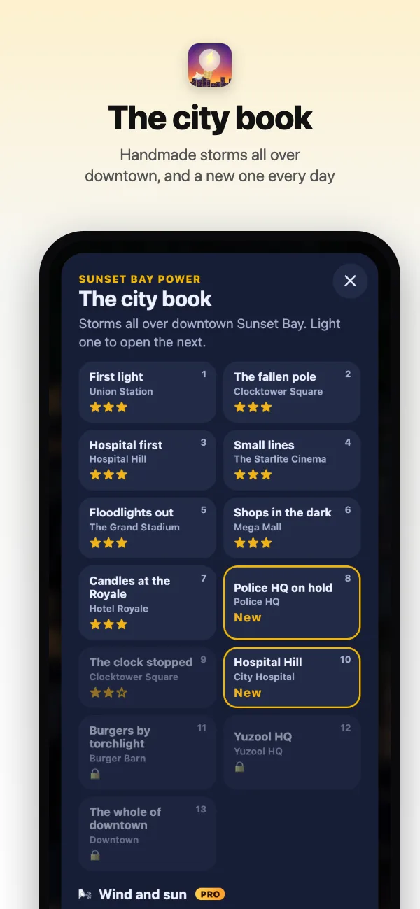 The city book: handmade storms all over downtown Sunset Bay